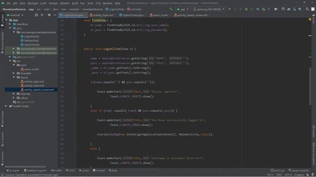 Android _ Save data _ Simple login application using SharedPreferences