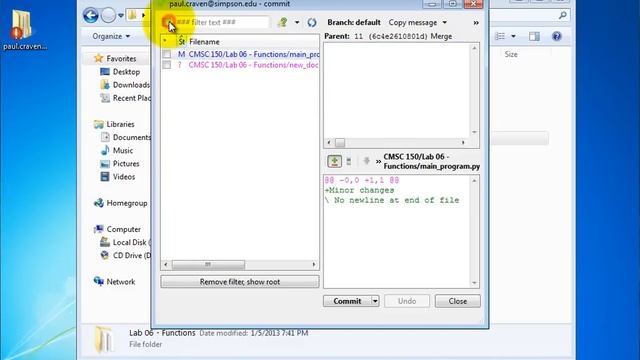 Commit changes to a mercurial repository using TortoiseHg