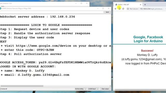Arduino - Login into Google and Facebook