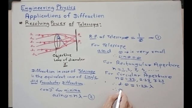 L11 Applications of Diffraction: Resolving Power of Telescope And Grating