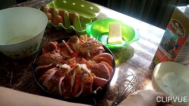 Очень простой и вкусный рецепт пирога из батона!!Быстрая выпечка на перекус!!!