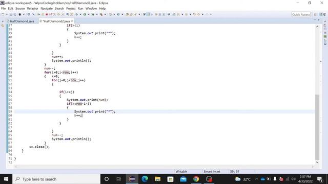 Half Diamond pattern using number and star | Wipro Coding Answer | number pattern | Wipro questions