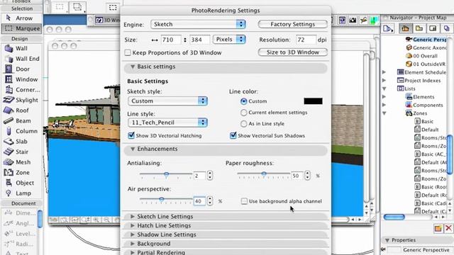 TUTORIAL ARCHICAD - Colored Sketch Render