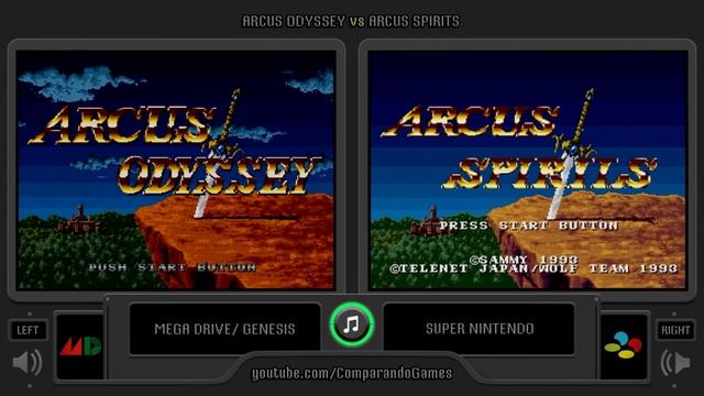 Arcus Odyssey vs Arcus Spirits Sega Genesis vs SNES Side by Side Comparison
