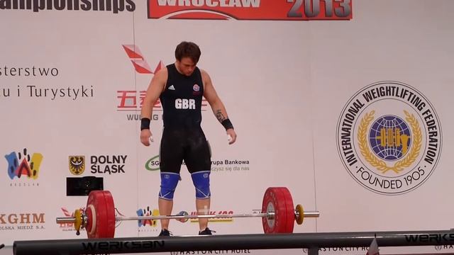 WWC 2013 Wroclaw Men 85 kg Jack Oliver 143 kg snatch