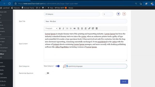 Create fresh Quizzes out of existing Quiz categories ? | LearnDash Quiz Mixer