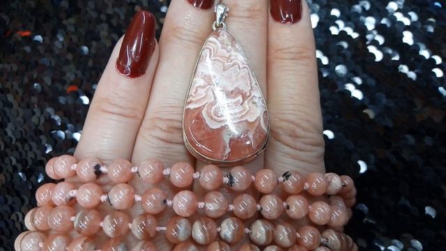 ПОТРЯСАЮЩИЕ КУЛОНЫ С РОДОХРОЗИТОМ ?КРУЖЕВО ИЗ РОЗ ?????
