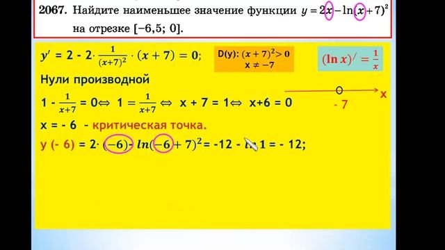 ЕГЭ-2014 Задание В-15 Урок №479 Логарифмическая функция. Найдите наименьшее значение функции