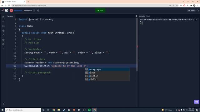 Java Mad Libs
