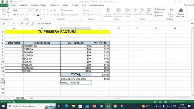 CURSO DE EXCEL BASICO  ▶ Crear FACTURA  ▶ (Clase #2)