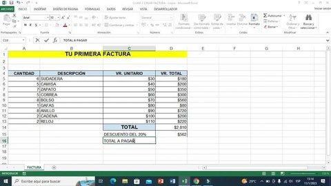 CURSO DE EXCEL BASICO  ▶ Crear FACTURA  ▶ (Clase #2)