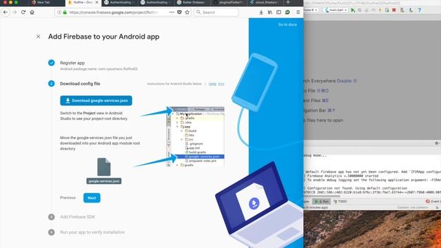 Flutter and Firebase...   How to setup a Firebase project in Flutter.