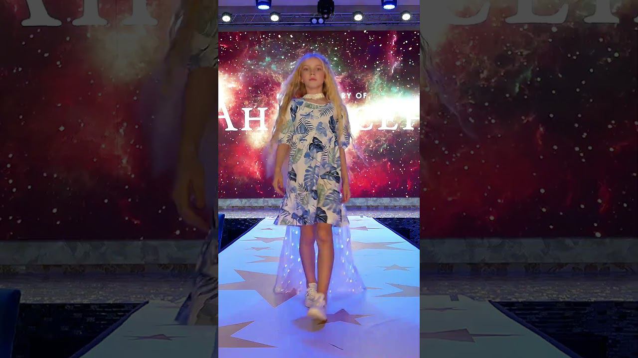 Runway  fashionista Lika in a Button Blue dress #kidsmodelshow  #kidsfashion #kidsfashionshow