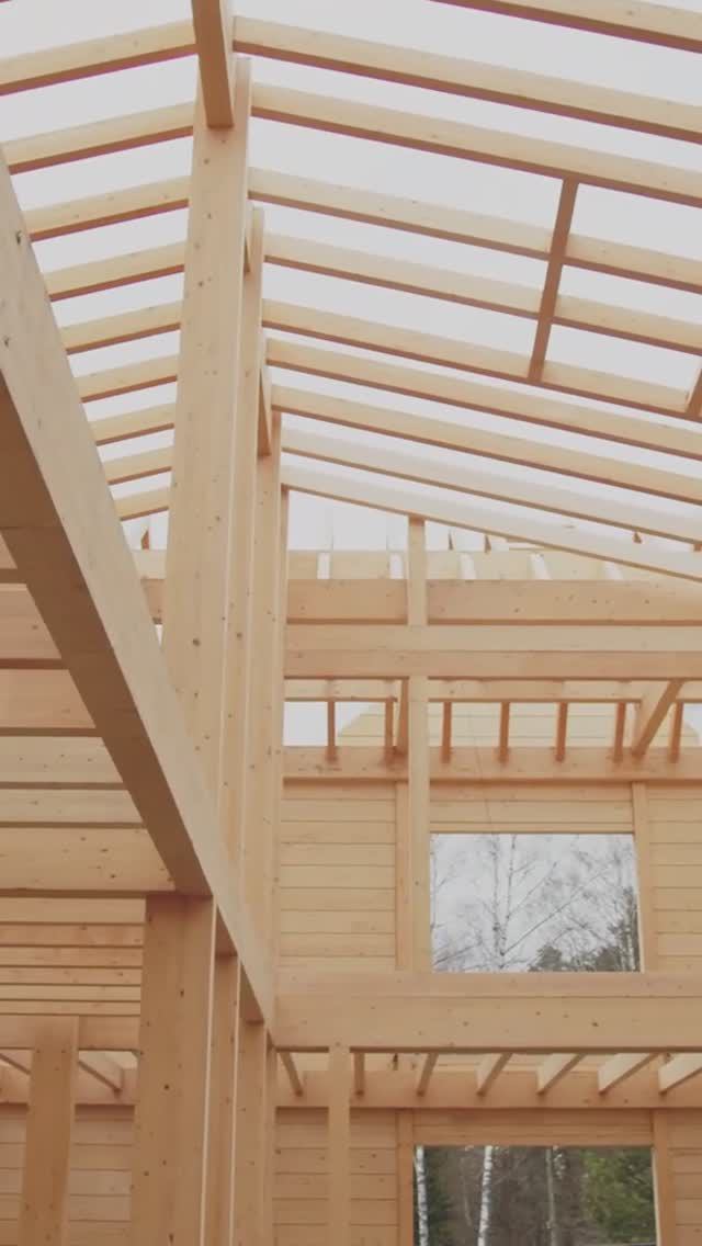 Проект деревянного дома, объединяющий в себе три технологии #clt #фахверк #клееныйбрус