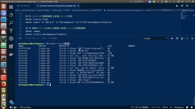 【Dockerの使い方】docker-commitで作ったImageを戻す方法