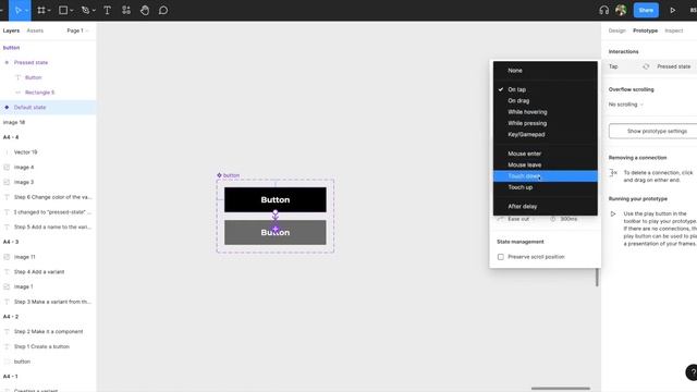 Pressed state for button in Figma