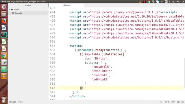 How can we show Pagination and Export buttons both to a DataTable | PageLentgh & Export Buttons