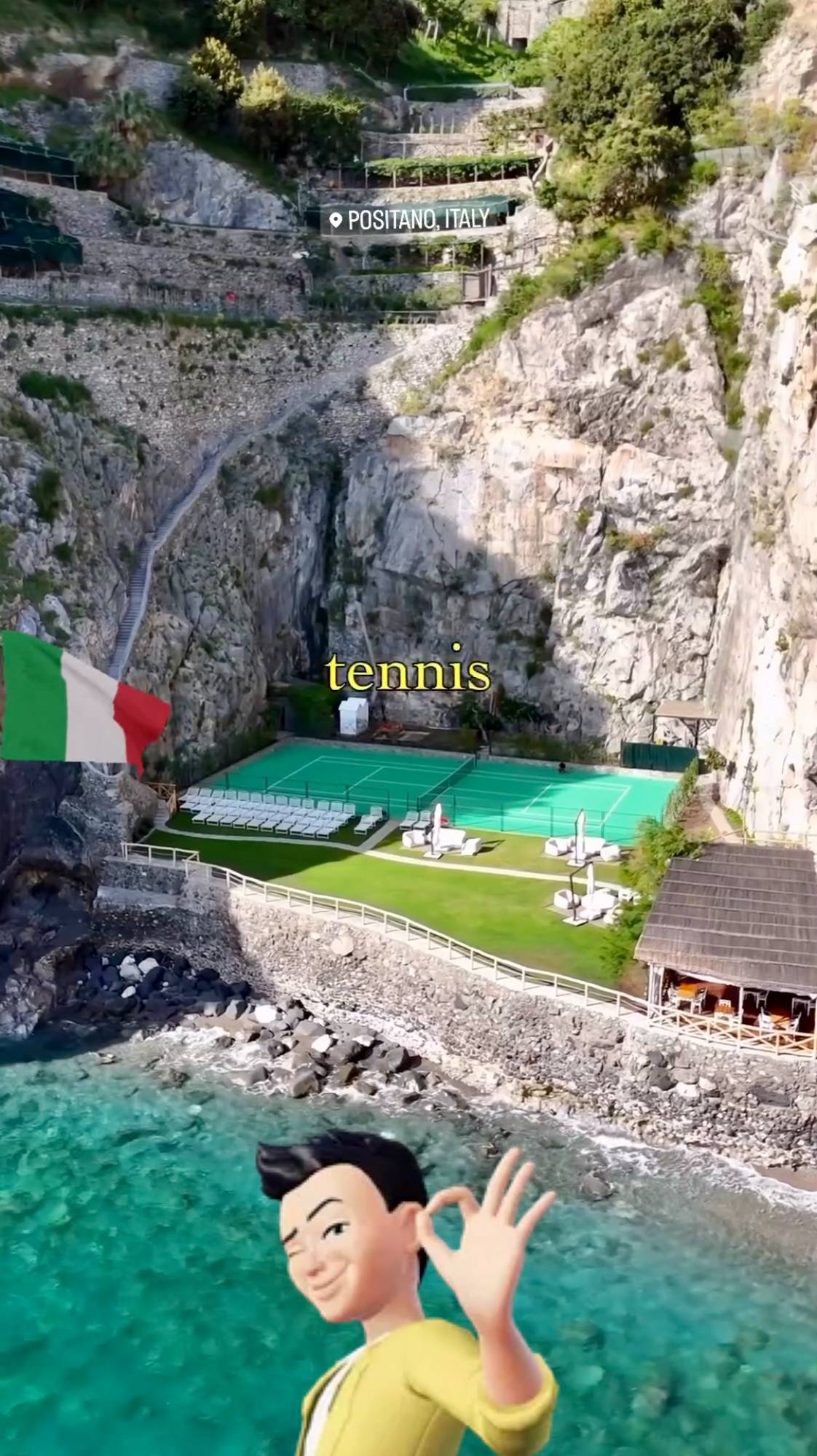 ИТАЛИЯ 🇮🇹 Теннис 🎾 с видом на Amalfi coast #туризм #море