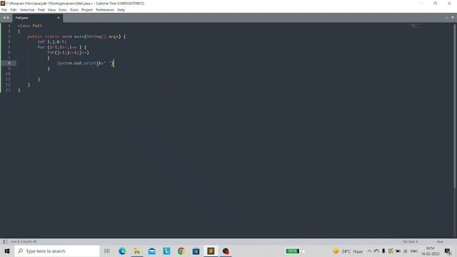 Write a java program to print the following pattern 5 45 345 2345 12345