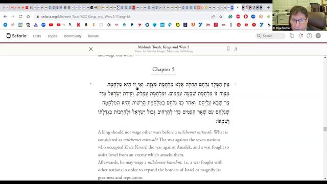 Jewish Religious Sources on Laws of War - Rambam Mishneh Torah and More-with Rav Dov Fischer - Pt.