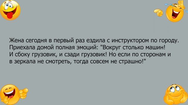 Анекдот про эмоции жены после первого вождения