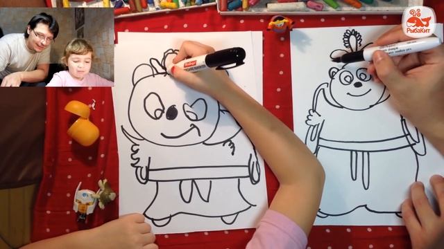 Как Катя рисует KINDER SURPRISE  Как рисовать Панду из Кунг Фу Панда