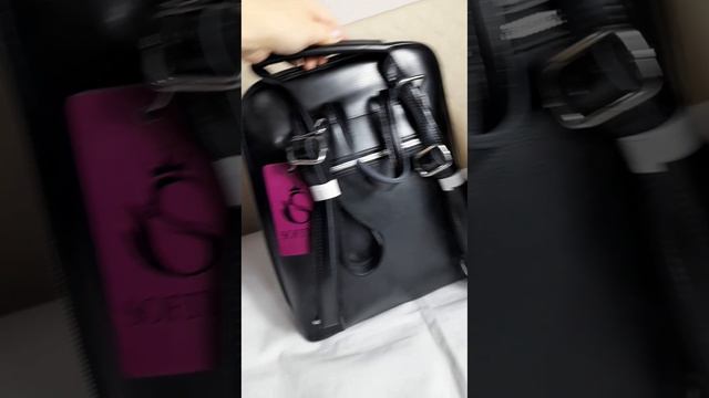 Новая чёрная сумка - рюкзак из натуральной кожи