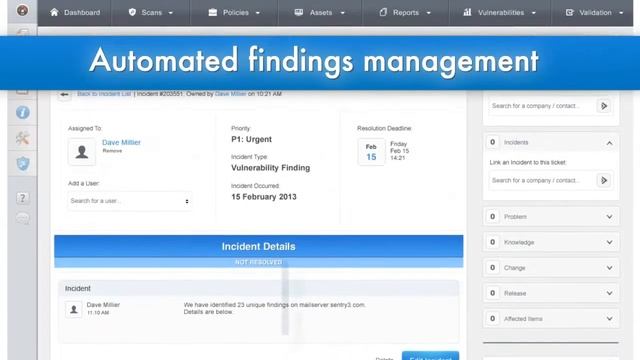 Sentry Metrics Vulnerability Management Service