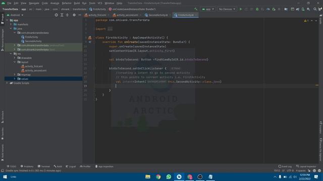 How to transfer data between two activities with intent in Android Studio and Koltin for beginners