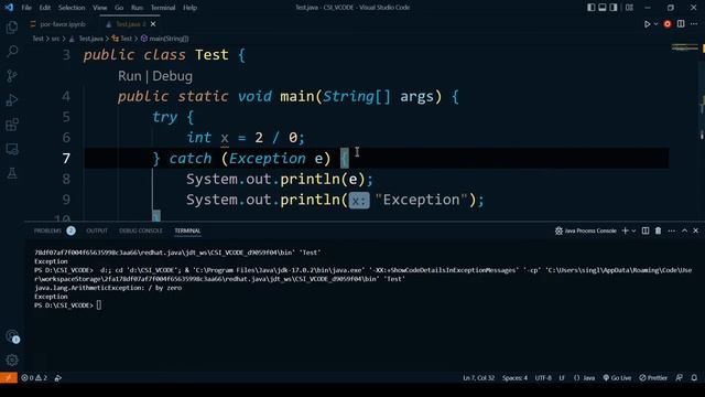 EXCEPTION HANDLING - JAVA | V-CODE | CSI | VIT-AP
