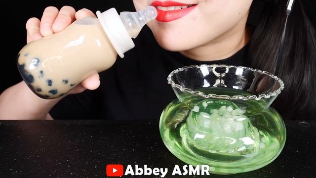 ASMR RAINBOW DRINKS *VAMPIRE BABY BOTTLE BOBA TEA, JELLY CANDY, EDIBLE FROG EGGS, SEA GRAPES 신기한 물먹