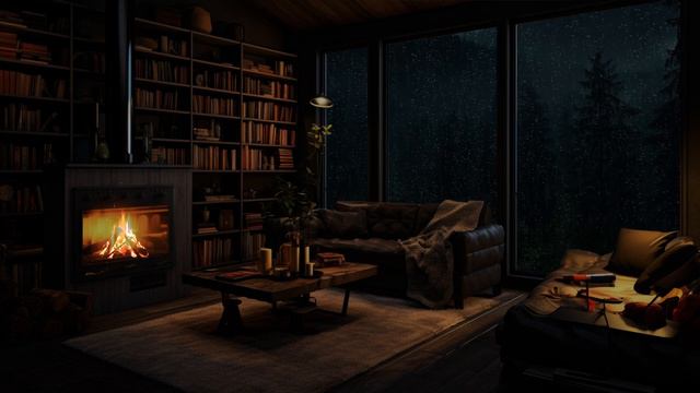 Ритмы и сияние: звуки дождя переплетаются с сиянием камина | Звук дождя расслабляет