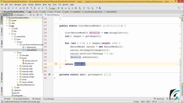 #9.2 Android Recycler View with Card View example. Implementation | Flexible ListView