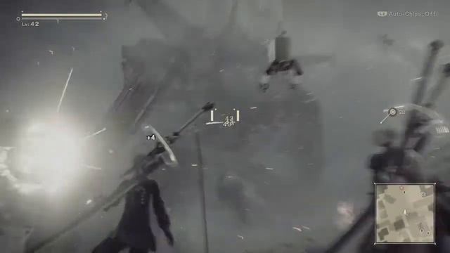 NieR:Automata Beating City Ruins Goliath with pod