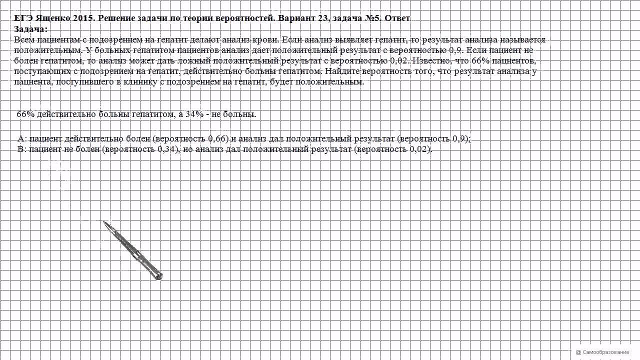 ЕГЭ Ященко 2015. Вариант 23, задача №5. Ответ