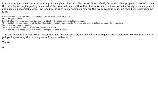 DevOps & SysAdmins: Redhat container on pure docker engine (2 Solutions!!)