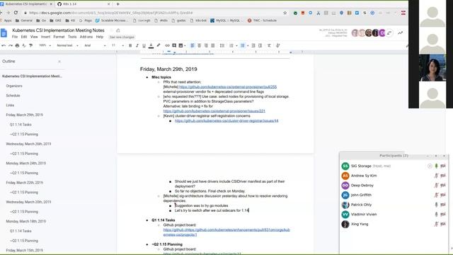 Kubernetes SIG Storage - CSI Implementation Workgroup 20190329