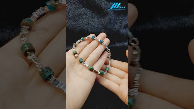 Natural turquoise heishi beads and 925 silver Turquoise sterling silver bracelet Southwest Style