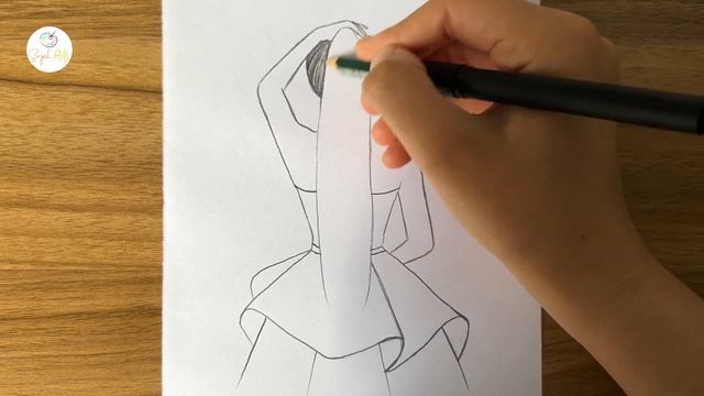 How to draw a girl with beautiful dress || Easy drawing ideas for girls || Drawing for beginners