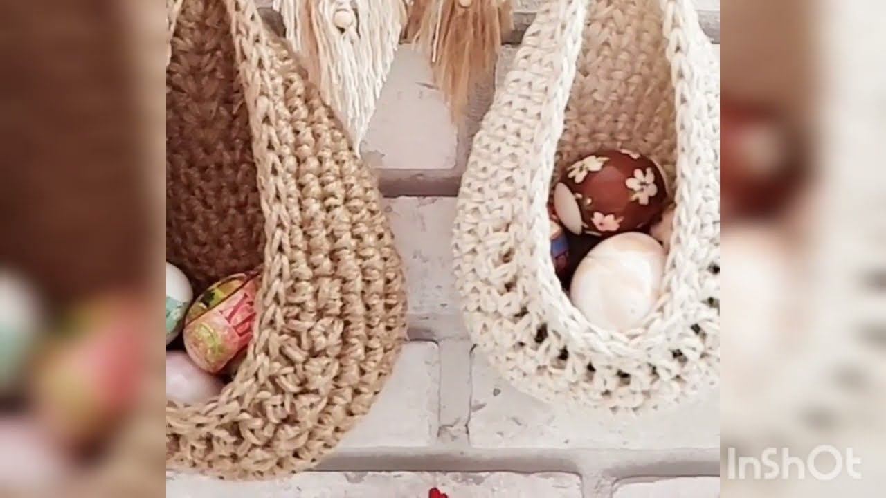 Kitchen storage baskets set Eco jute hanging cocoons