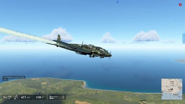 ЛаГГ-3 против  He 111  расстрелял бомбардировщик противника.