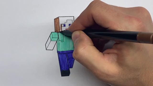 Coloring page a Minecraft Steve with pickaxe