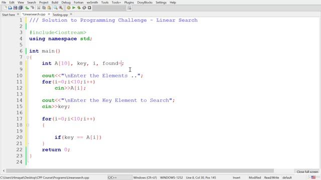 5. Solution to Programming Challenge -  Linear Search