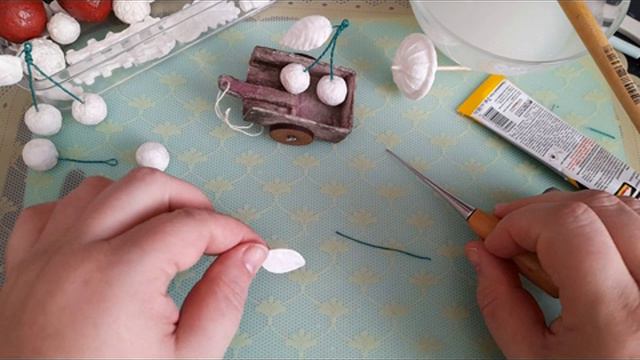 Делаем вишенки из ваты. Вариант 1. Часть 2