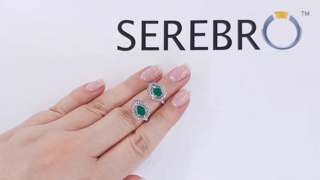 Серьги из серебра с натуральным агатом ПДС204АГ
