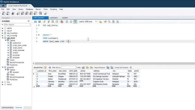 LIKE operator  SQL Course 17.0