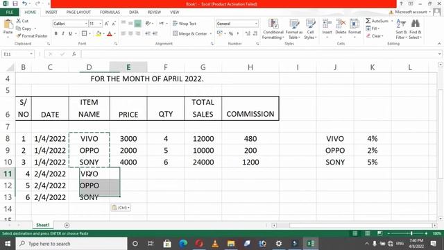 MS EXCEL || LECTURE NO 8 || SALES SHEET | SUMIF FORMULA | COMMISSION FORMULA || SUMMARY OF THE MONT