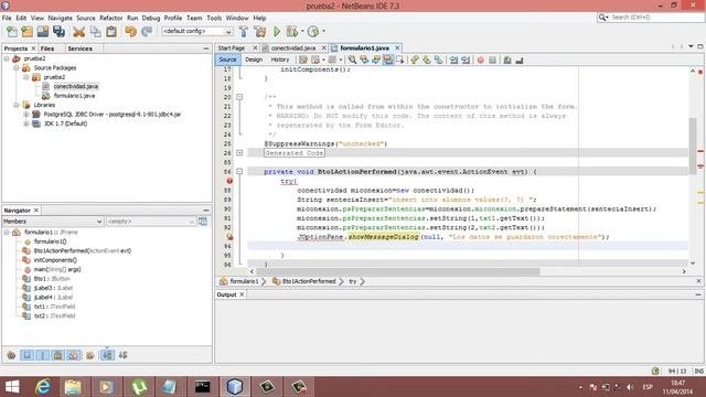 Conectar java con PostgreSQL mediante Netbeans 22