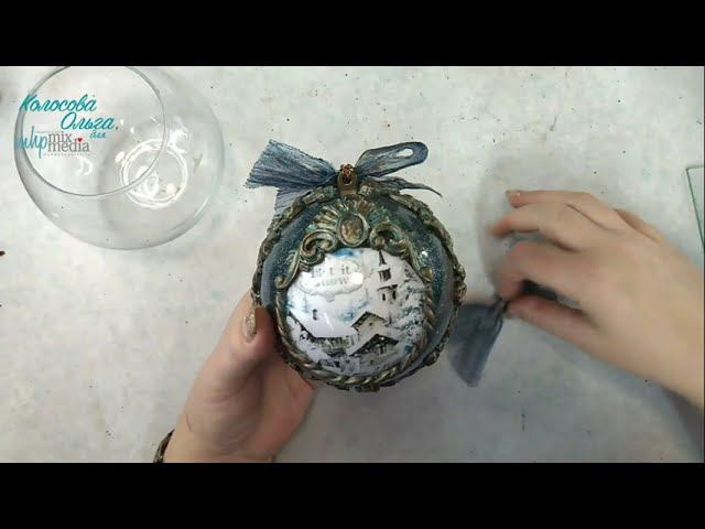 Эксперимент с елочным шаром. Косяк. Микс-медиа. Декупаж.