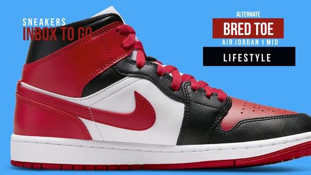 ALTERNATE BRED TOE 2022 Air Jordan 1 Mid DETAILED LOOK + PRICE
